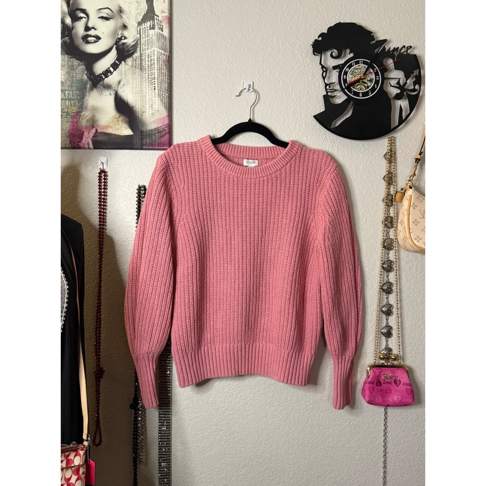 J.Crew Womens Pink Shaker Stitch Cotton Crewneck Sweater AC622 Size M